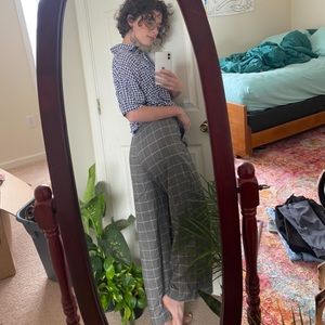 Abercrombie Plaid Wide Leg Cropped Work Pants